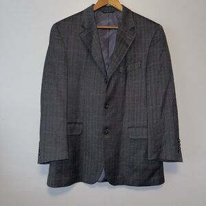 Jack Victor Loreto SPJ Men's 100% Wool Blazer Size 42R  Gray Herringbone Union